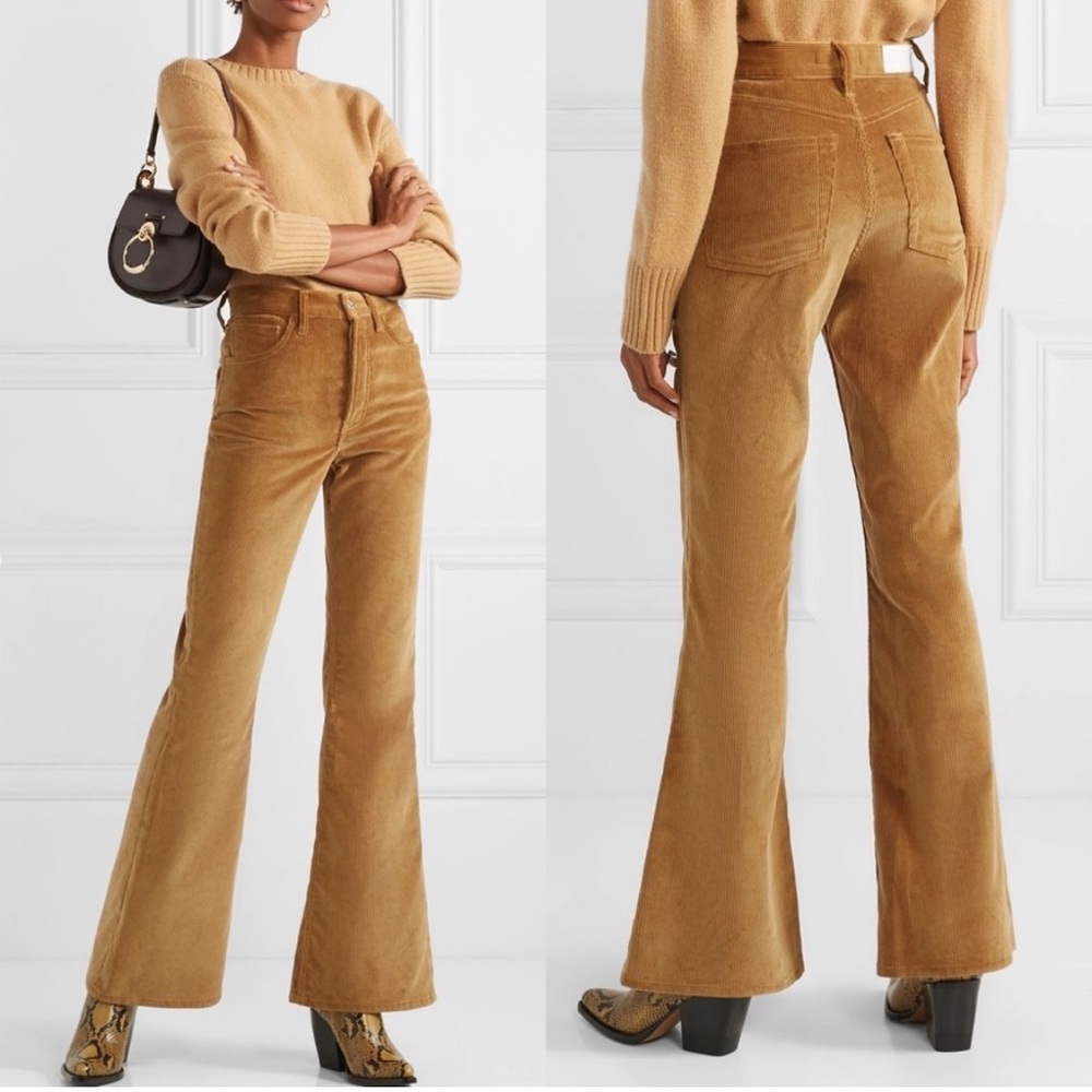 RE/DONE 70'S ULTRA HIGH RISE BELL BOTTOMS Corduroy Pants Camel